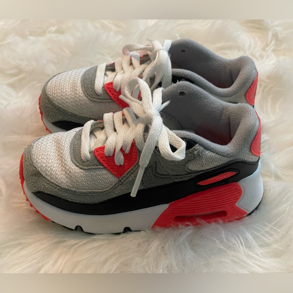 Nike Air Max 90 Toddler TD Infrared White Grey Size 9c